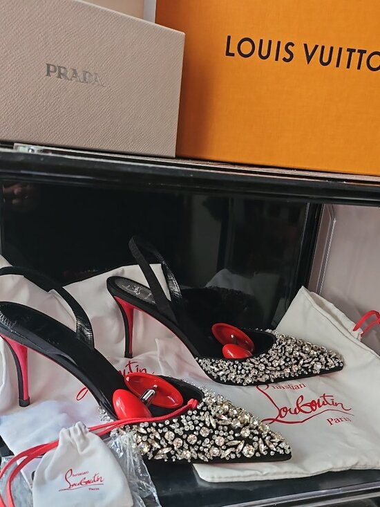 Christian Louboutin *Limited edition* crystal-embellished silk cocktail pumps